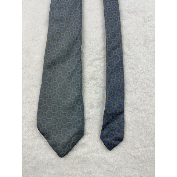 Other - Gino‎ Pompeii Vintage Geometric Circles Squares Blue Gray Neck Tie